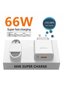 66W Super Fast USB Charger For Huawei Mate 40 50 P50 P60 Nova 10 Honor 90 100 X8b Magic 4 5 Lite 6 Pro Type C Charging 6A Cable