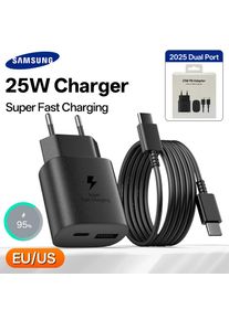 Original Samsung 25w Charger Type C Super Fast Charge Adapter Galaxy S25 S24 S23 S20 S21 S22 Plus A17 A54 A34 Z Flip Fold 7 5 6