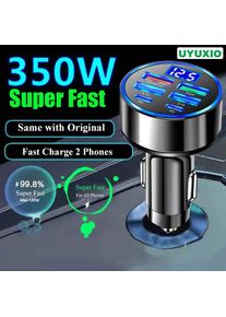 UYUXIO USB C Car Charger Adapter with Voltage Display 6 in 1 Super Fast in Car for iPhone 16 15 Pro Max Samsung Android Phone