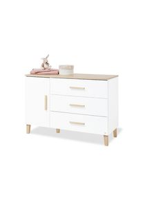 Pinolino , Wei&szlig;, Eichefarben , Holzwerkstoff , Eiche , massiv , 3 Schublade(n) Schubladen , 136x101x77 cm , FSC MIX ,