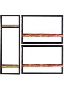 Wandregal Sit "Riverboat", bunt (schwarz, bunt), B:80cm H:75cm T:25cm, Massivholz, Metall, Regale, Wandregal