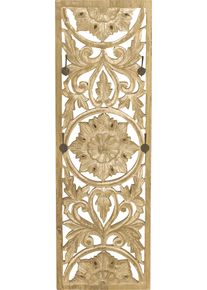 Garderobenpaneel Sit "Wandgarderobe aus Mangoholz", beige (natur), B:35cm H:110cm T:8cm, Massivholz, Metall, Garderobenpaneele, Garderobenpaneel, Massives Mangoholz‑Garderobenpaneel
