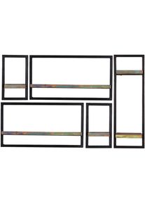 Wandregal Sit "Riverboat", bunt (schwarz, bunt), B:120cm H:75cm T:25cm, Massivholz, Metall, Regale, Wandregal
