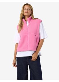 Fellweste Noisy may "NMMASEY SHORT TEDDY VEST FWD NOOS", Damen, Gr. M, begonia pink, Obermaterial: 100% Polyester, unifarben, regular fit normal, Westen Fellweste