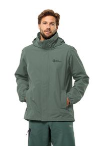 Regenjacke Jack Wolfskin "STORMY POINT 2L JKT M", Herren, Gr. XL, gr&uuml;n (hedge gr&uuml;n), Web, Obermaterial: 100% Polyester, hoch geschlossener Ausschnitt, B&uuml;ndchen, Jacken Regenjacke, &Uuml;bergangsjacke, atmungsaktiv, wasserabweisend