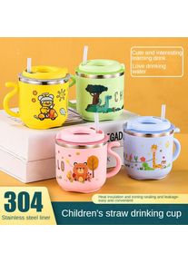 270ML Kids Water Sippy Cup Creative Cartoon Baby Feeding Cup with Straws Leakproof Water Bottle Portable Children's Cups