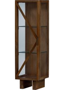 Vitrine Woood "Kella Mangoholz mit Glast&uuml;ren und Glaseinlegeb&ouml;den 40 x 39 x 137 cm", braun, B:40cm H:137cm T:39cm, Massivholz, Schr&auml;nke, Vitrine, Wandbefestigung empfohlen, Tragkraft 5&ndash;7 kg pro Glasboden