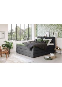 Boxspringbett COTTA "Fort II, in verschiedenen Breiten erh&auml;ltlich - auch als Familienbett", grau (schwarz), B:161cm L:215cm, 100% POLYESTER (PES), Komplettbetten, Boxspringbett, inkl. Bettkasten und Topper