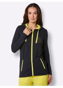 Langjacke CREATION L PREMIUM, Damen, Gr. 52/54, schwarz, limone, 60% Modal, 34% Viskose, 6% Elasthan, unifarben, Jacken Langjacke
