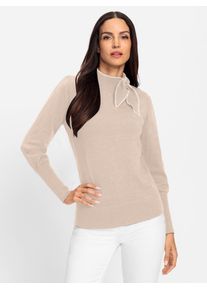 Stehkragenpullover Heine "Pullover", Damen, Gr. 46, elfenbein, 50% Viskose, 28% Polyester, 22% Polyamid, unifarben, Pullover Stehkragenpullover