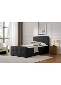Boxbett Home Affaire "Amrum inkl. Bettkasten, Liegefl&auml;che 120 und 180x200cm", schwarz (anthrazit), B:131cm L:217cm, Komplettbetten, Boxbett, inkl. Topper, erh&auml;ltlich in verschiedenen Farben