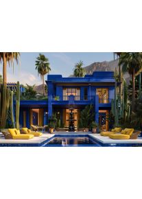 Acrylglasbild queence "Villa mit Palmen in Los Angeles USA", farbe bild(er): blau,gelb,wei&szlig;,gr&uuml;n,braun, B:90cm H:60cm, Acrylglas, Bilder, Acrylglasbild, mit schwebender 3D Tiefenwirkung, dank der rahmenlosen Befestigung