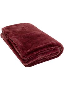 Tagesdecke KARE DESIGN "Wohndecke Mika, Kunstfelldecke, 150x200 cm", rot, B:150cm L:200cm, Polyester, Tagesdecken, Tagesdecke, flauschig und warm