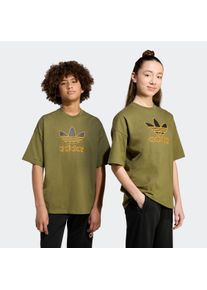 T-Shirt adidas originals "OVERSIZE TREFOIL", Jungen, Gr. 164, gr&uuml;n (focus olive), Obermaterial: 100% Baumwolle, normal, Rundhals, Shirts T-Shirt, lockerer und l&auml;ssiger Schnitt, f&uuml;r Kinder, mit gro&szlig;em Trefoil-Logo