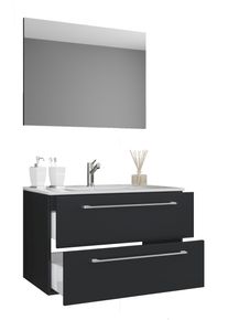 Waschtisch Vcm "3-tlg. Waschplatz Waschtisch Badinos Schublade SP", schwarz, B:80cm T:46cm, Waschtische, Waschtisch