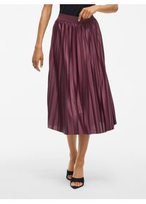Plisseerock Vila "VINITBAN SKIRT - NOOS", Damen, Gr. XXL (44), lila (fig), Web, Obermaterial: 96% Polyester, 4% Elasthan, unifarben, regular fit knieumspielend, R&ouml;cke Plisseerock, Materialmix