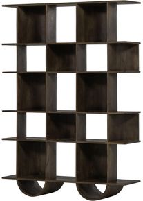Wandregal Woood "Sinne mit Massivmangoholz und abgerundeten F&auml;chern 130 x 35 x 180 cm", braun (natur), B:130cm H:180cm T:35cm, Massivholz, Regale, Wandregal, Abgerundete Beine, Tragkraft 36 kg, einfach zu montieren
