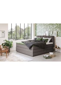 Boxspringbett COTTA "Fort II, in verschiedenen Breiten erh&auml;ltlich - auch als Familienbett", grau (charcoal), B:181cm L:215cm, 100% POLYESTER (PES), Komplettbetten, Boxspringbett, inkl. Bettkasten und Topper