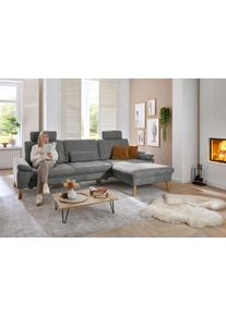 Ecksofa DIE PLANBAR "PP-PF24075 L-Form, Breite 286 cm", cyber grau, B:286cm T:178cm, 100% recyceltes Polyester, Sofas, Ecksofa, optional mit Kopfst&uuml;tzen, Bettfunktion, mot.Ottomane, Sitztiefenverst.
