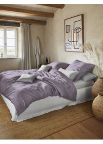 Bettw&auml;sche Irisette "Premium Satin Bettw&auml;sche Paris", lila (violet), B/L: 140cm x 200cm, 1 Stk., 1 Stk., Mako-Satin, B/L: 90cm x 70cm, 2, Mako-Satin, Obermaterial: 100% Baumwolle, Bettw&auml;sche, Bettw&auml;sche, hochwertige Uni Premium Bettw&auml;sche mit Rei&szlig;verschluss, 100% Baumwolle
