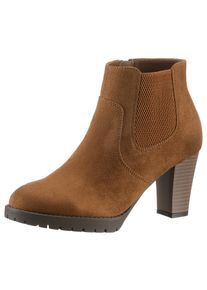 Stiefelette ANISTON SHOES, Damen, Gr. 36, braun (cognac), Textil, Veloursleder, Basic, Schuhe Stiefelette, Ankleboots mit seitlichem Stretcheinsatz