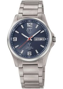 Funkuhr ETT "Everest", silber (titanfarben, blau), Armbanduhren, Herren, Funkuhr, Armbanduhr, Herrenuhr, Datum, Solar