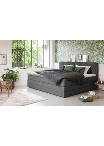 Boxspringbett COTTA "Fort II, in verschiedenen Breiten erh&auml;ltlich - auch als Familienbett", grau (anthrazit), B:221cm L:215cm, 100% POLYESTER (PES), Komplettbetten, Boxspringbett, inkl. Bettkasten und Topper