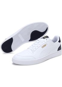 Sneaker Puma "SHUFFLE", Damen, Gr. 38,5, Puma wei&szlig;, Puma wei&szlig;, peacoat, Puma team gold, Synthetik, Schuhe Sneaker, sportlicher Stil, niedrige Schuhh&ouml;he, Schn&uuml;rung