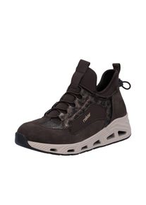 Slip-On Sneaker Rieker, Damen, Gr. 38, braun, schwarz, Lederimitat, leicht gl&auml;nzend, Basic, Schuhe Slip-On Sneaker, Freizeitschuh, Schn&uuml;rschuh, Slip-On mit Gummizug