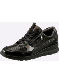 Waldl&auml;ufer Sneaker WALDL&Auml;UFER, Damen, Gr. 7.5, schwarz, meliert, Glattleder, Lackleder, Nubukleder, Schuhe Sneaker
