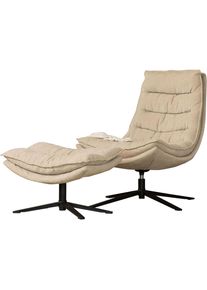 Drehsessel Woood "Kube mit Drehmechanismus inkl. Hocker B 74 x T 89 x H 100 cm", natur, B:74cm H:100cm T:89cm, Sessel, Drehsessel, Hohe Verschlei&szlig;festigkeit, Newt-Chenillebezug, Tragkraft 120 kg