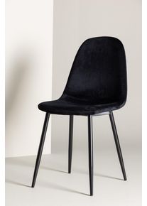 Esszimmerstuhl VENTURE HOME "Polar, 2er-Set Esszimmerst&uuml;hle in Beige-Samt, 150 kg belastbar", schwarz (schwarz, schwarz), B:46cm H:88cm T:53cm, St&uuml;hle, Esszimmerstuhl, Polsterstuhl, Samt-Bezug, Metallbeine, abgerundet, modern