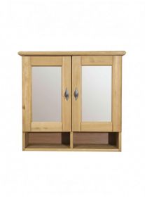 Badezimmerspiegelschrank OTTO HOME "Rauna", braun (natur), B:64cm H:60cm T:23cm, Massivholz, Schr&auml;nke, Badezimmerspiegelschrank, aus massiver Kiefer, Breite 64 cm, mit Spiegel, made in EU