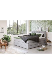 Boxspringbett COTTA "Fort II, in verschiedenen Breiten erh&auml;ltlich - auch als Familienbett", grau (light grau), B:181cm L:215cm, 100% POLYESTER (PES), Komplettbetten, Boxspringbett, inkl. Bettkasten und Topper