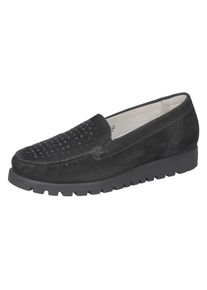 Waldl&auml;ufer Mokassin WALDL&Auml;UFER "Hegli", Damen, Gr. 7 (40,5), schwarz, Nubukleder, Schuhe Mokassin, Slipper, Loafer, Bequemschuh mit Glitzersteine, Komfortweite H
