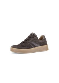Sneaker Gabor, Damen, Gr. 44, braun kombiniert, Glattleder, Veloursleder, Schuhe Sneaker, Freizeitschuh, Halbschuh, Schn&uuml;rer mit Kontrastbesatz, Weite G (=weit)