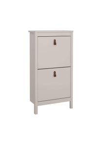 Schuhkipper Home Affaire "Madrid, Schuhkommode", beige (cashmere), B:53,8cm H:102,9cm T:24,6cm, Holzwerkstoff, Sideboards, Schuhkipper, Skandinavisches Design, Wahlweise Leder- oder Metallgriffe