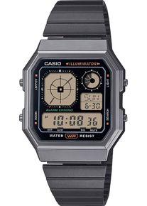 Chronograph CASIO VINTAGE, schwarz (beige, schwarz), Armbanduhren, Damen, Chronograph, Quarzuhr, Armbanduhr, Damenuhr, Herrenuhr, Edelstahlarmband, digital