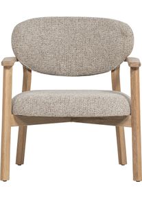 Loungesessel Woood "Udar mit Eichenholzgestell und More-Melange-Bezug, B68 x T75 x H76 cm", grau, B:68cm H:76cm T:75cm, Sessel, Loungesessel, Sehr hohe Verschlei&szlig;festigkeit, Armlehnen integriert, Tragkraft 120 kg