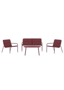 Gartenlounge-Set VENTURE HOME "Fourni, 4-tlg Loungeset in Bordeaux mit Sofa, 2 Sesseln und Tisch", bordeaux, B:133cm H:75cm T:70cm, Sitzm&ouml;bel-Sets, Gartenlounge-Set, Sitzgruppe, Stahlgestell, weiche Polster, belastbar bis 120 kg, modern