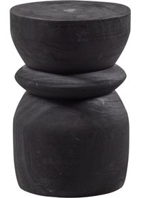 Hocker Woood "Bikkel aus Paulowniaholz mit sichtbare Maserung &Oslash; 28 x H 40 cm", schwarz, B:28cm H:40cm T:28cm, Hocker, Hocker, Tragkraft 20 kg, vollstandig montiert geliefert, Pfleiglicht