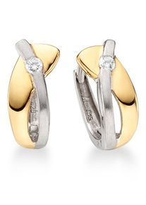 Paar Creolen Bruno Banani "Schmuck Geschenk Silber 925 Ohrschmuck Ohrringe", gold (silberfarben, gelbgoldfarben, wei&szlig;, kristallwei&szlig;), Ohrringe, Damen, Silber 925 (Sterlingsilber), Paar Creolen, mit Zirkonia (synth.)