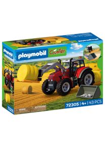 Konstruktions-Spielset Playmobil "Gro&szlig;er Traktor mit Heuballen (72305), Country", rot (bunt), Spielbausteine, Kinder, Kunststoff, Konstruktions-Spielset, Made in Germany