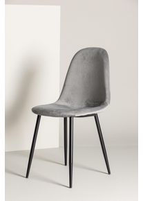 Esszimmerstuhl VENTURE HOME "Polar, 2er-Set Esszimmerst&uuml;hle in Beige-Samt, 150 kg belastbar", schwarz, grau, grau, B:46cm H:88cm T:53cm, St&uuml;hle, Esszimmerstuhl, Polsterstuhl, Samt-Bezug, Metallbeine, abgerundet, modern