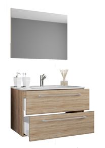 Waschtisch Vcm "3-tlg. Waschplatz Waschtisch Badinos Schublade SP", braun (sonoma, eiche), B:80cm T:46cm, Waschtische, Waschtisch