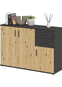 Kommode FMD "Albi", matera, artisan eiche, B:120,5cm H:83cm T:35cm, Holzwerkstoff, Sideboards, Kommode