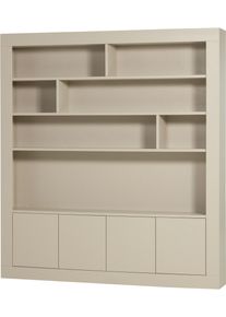 Wohnwand Woood "Wallcover FSC Mix Kiefernholz mit Druckmechanismus 210x 31x 229 cm", staub, B:210cm H:229cm T:31cm, FSC-zertifizierter Massivholz, Kastenm&ouml;bel-Sets, Wohnwand, Tragkraft 30 kg pro Boden, einfach zu montieren, sichtbare Maserung