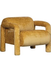 Loungesessel Woood "Lenny mit Grobstruktur-Velvetbezug und Armlehnen B 76 x T 82 x H 65 cm", gold, gelb, B:76cm H:65cm T:82cm, Sessel, Loungesessel, Sehr hohe Verschlei&szlig;festigkeit, Tragkraft 120 kg, Pfleiglicht