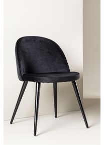 Esszimmerstuhl VENTURE HOME "Velvet, 2er-Set Esszimmerst&uuml;hle in Meerblau-Samt, 150 kg belastbar", schwarz, schwarz, schwarz, B:50cm H:77cm T:55cm, Holzwerkstoff, Polyester, Schaumstoff, Stahl, St&uuml;hle, Esszimmerstuhl, Polsterstuhl, weicher Bezug, Metallbeine, abgerundet