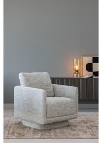 Drehsessel Woood "Oska mit Sizz-Melange-Bezug und Drehmechanismus B 78 x T 79 x H 64 cm", natur, melange, B:78cm H:64cm T:79cm, Sessel, Drehsessel, Hohe Verschlei&szlig;festigkeit, Tragkraft 130 kg, Armlehnen integriert